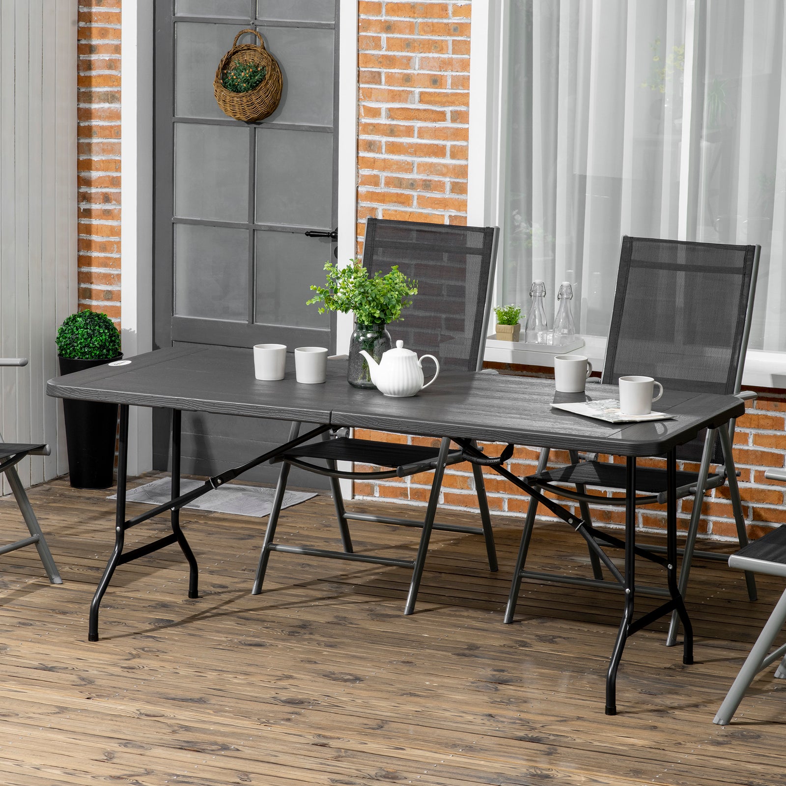 Outdoor Dining Table For 6, Folding Garden Dining Table