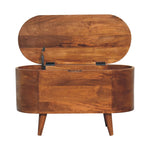 Solid Wood Chestnut Rounded Lid Up Blanket Box