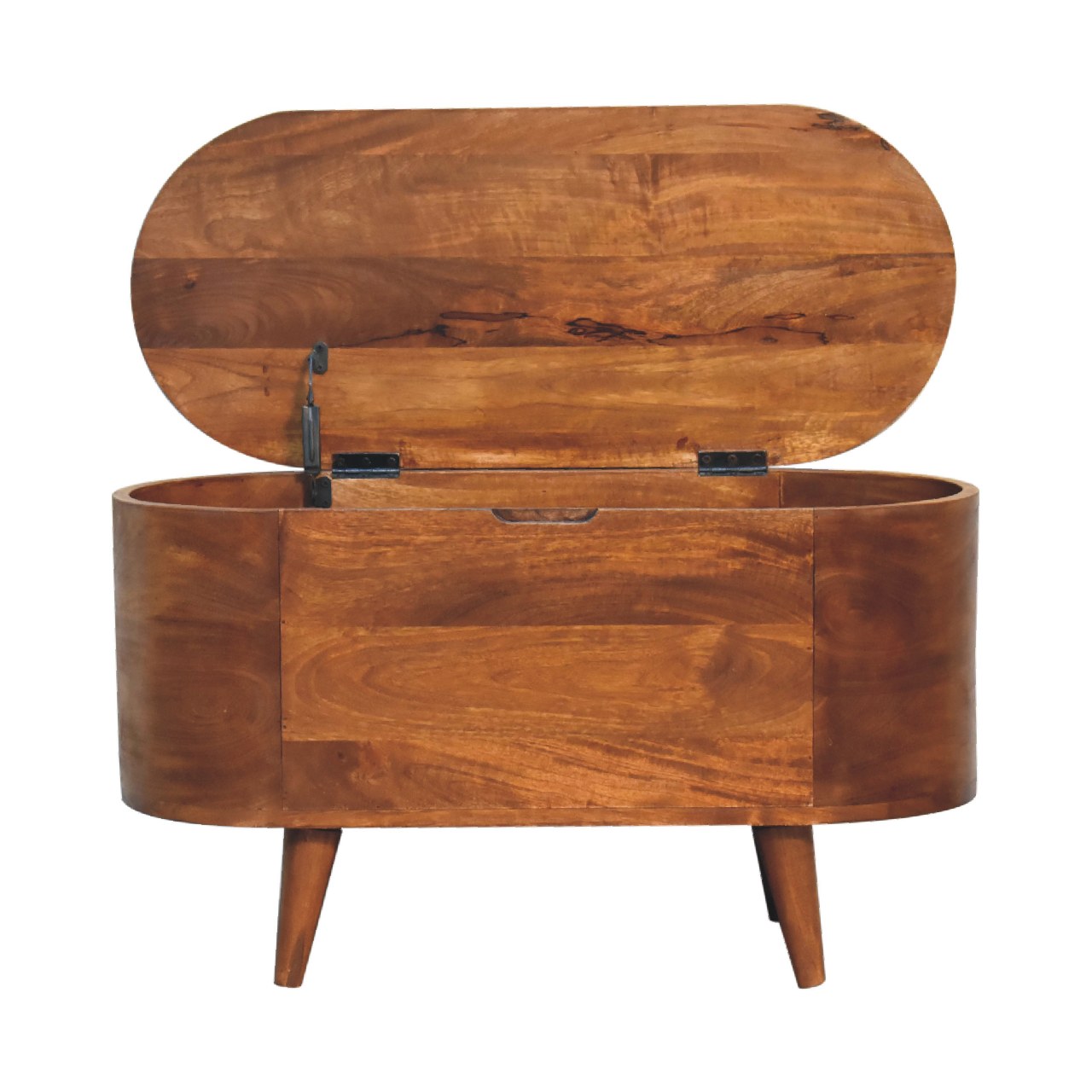 Solid Wood Chestnut Rounded Lid Up Blanket Box