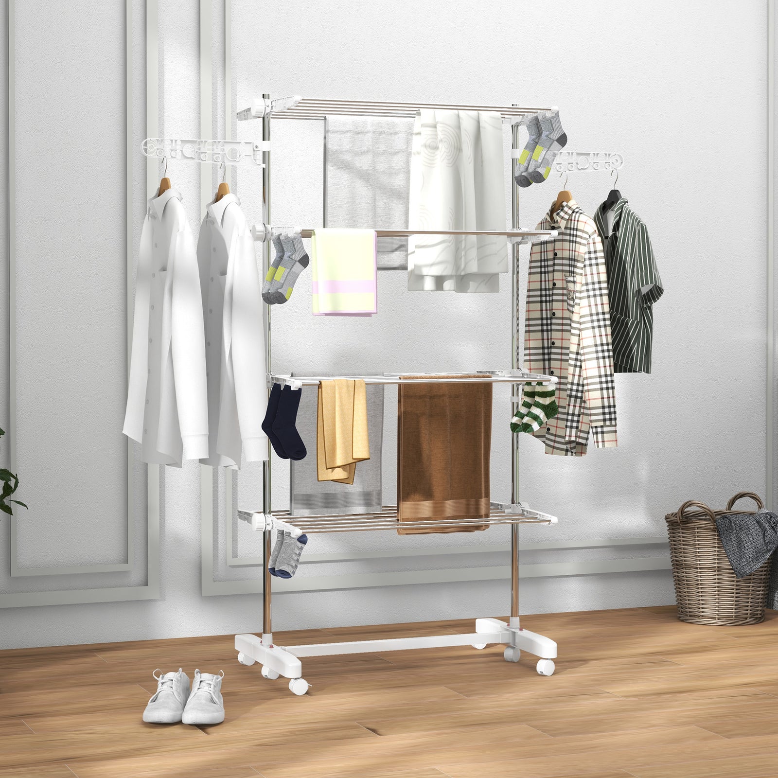 3/4 Tier Clothes Airer Stainless Steel Clothes Drying Rack | Large | White