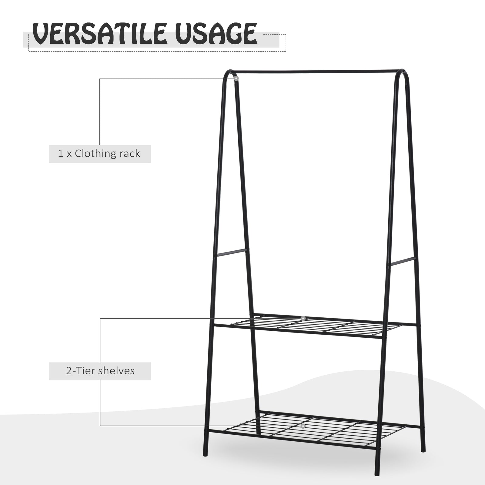 A Shaped Clothes Rack Garment Hanger Hanging Rail 2-tier