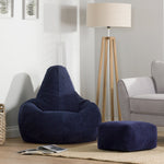 Dalton Cord Bean Bag Chair & Pouffe | Navy Blue
