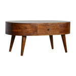 Solid Wood Chestnut Rounded Coffee Table