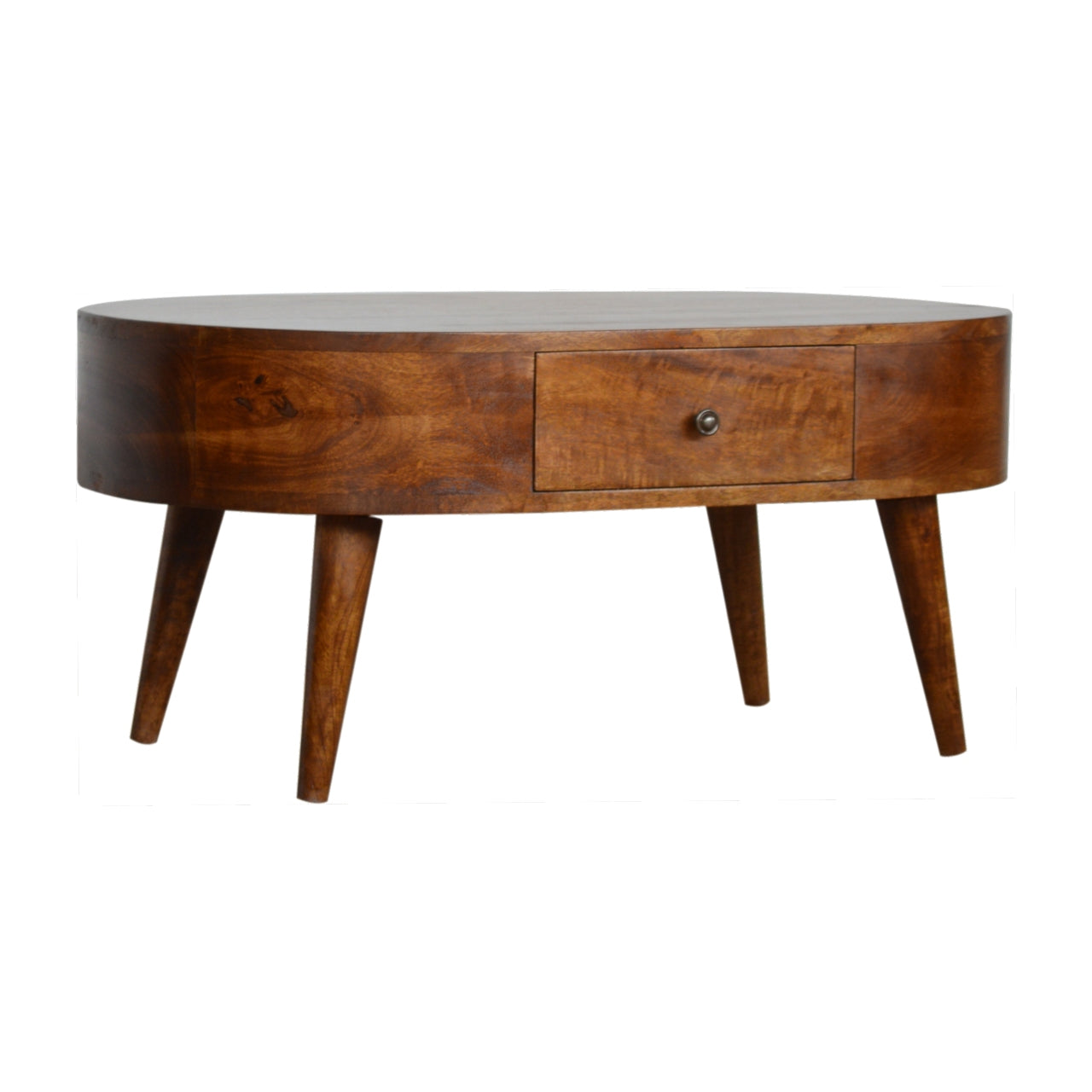Solid Wood Chestnut Rounded Coffee Table