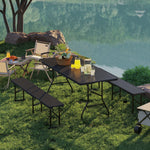 Rattan Effect Folding Picnic Table And Bench Set W/ Handles
