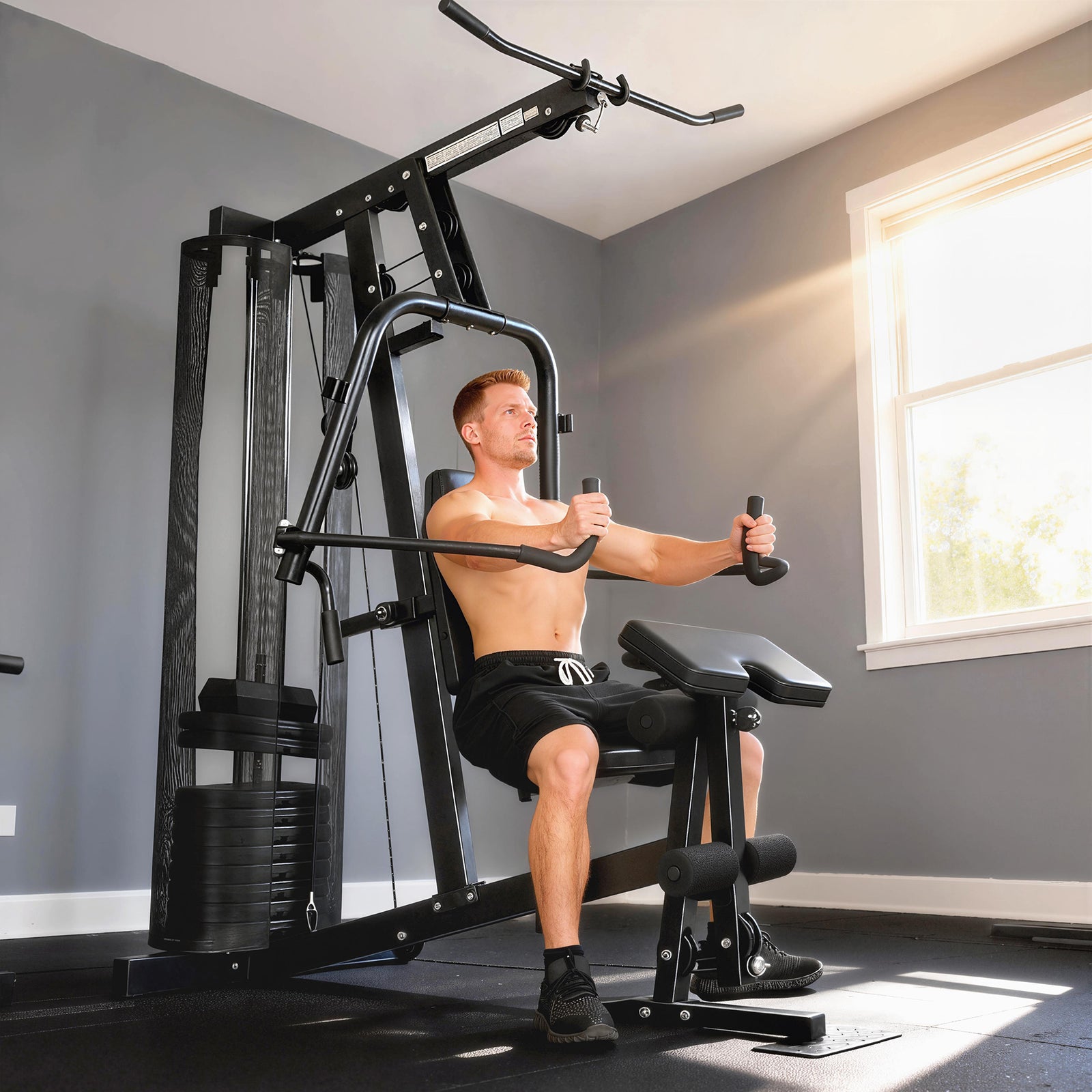 SPORTNOW Multi Gym With Adjustable Seat & Back, 45kg Weight Stack