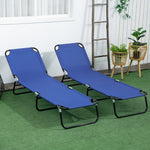 2 Folding Sun Loungers W/ Adjustable Backrest