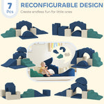 Kids Soft Play Set, 7 Piece Foam Climbing Blocks | Blue