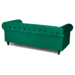 Chesterfield Scroll Arm Velvet Sofa 3 Seater | Emerald