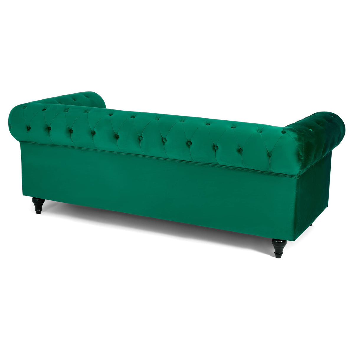 Chesterfield Scroll Arm Velvet Sofa 3 Seater | Emerald