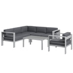 5 Pcs Garden Sofa Set W/ Cushions, Aluminium Furniture Sets | Light Slate Gray