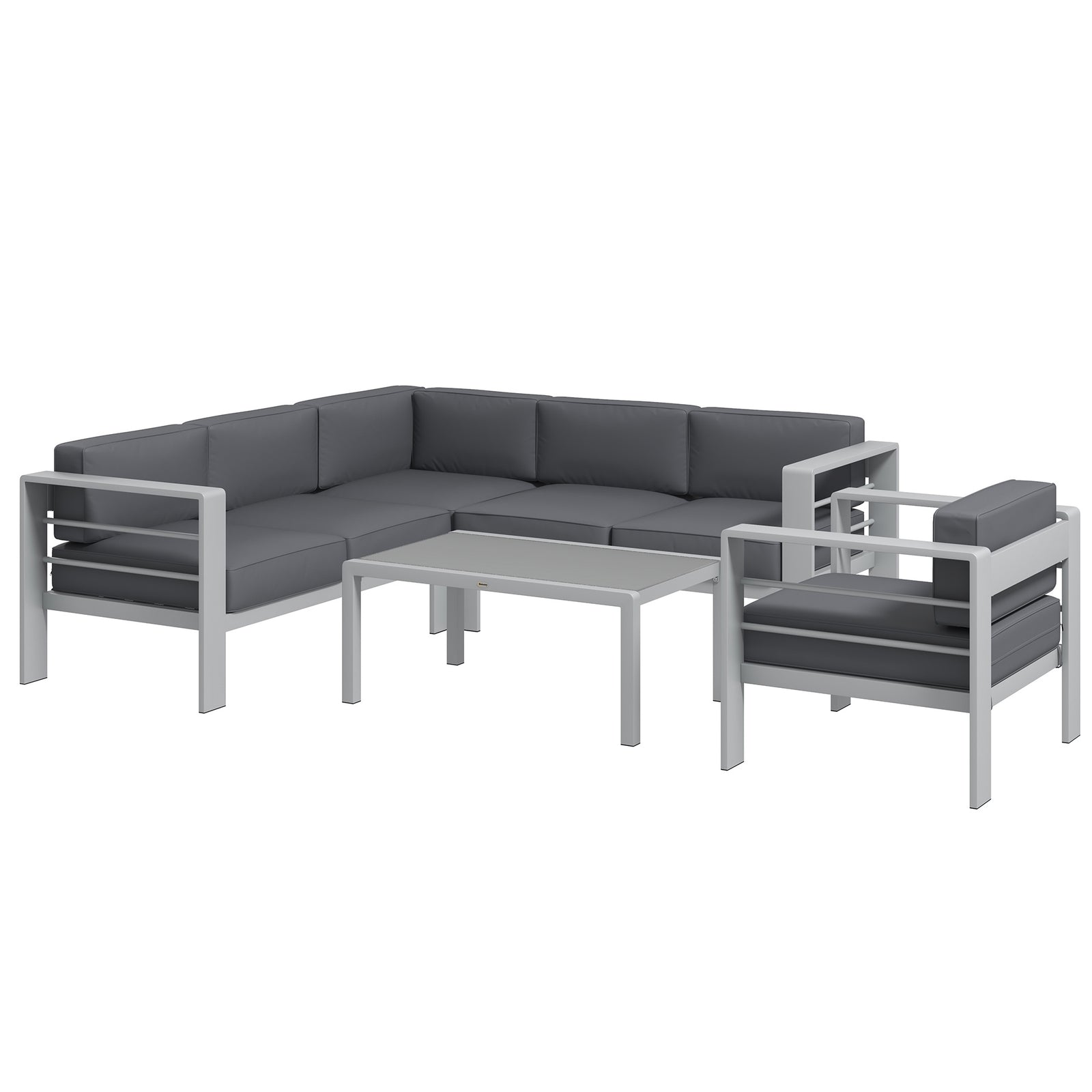 5 Pcs Garden Sofa Set W/ Cushions, Aluminium Furniture Sets | Light Slate Gray