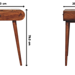 Solid Wood Mini Honey Caramel Dressing Table With Foldable Mirror