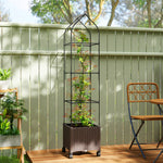 Outsunny Raised Garden Bed Tomato Cage With Trellis, Drainage Holes, Brown