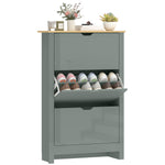 18-shoe Storage Cabinet 6 Shelves 3 Drawers Tabletop High | Light Grey