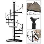 Spiral Staircase Metal Plant Stand Vintage Black Iron Plant Display Rack With Wooden Shelves
