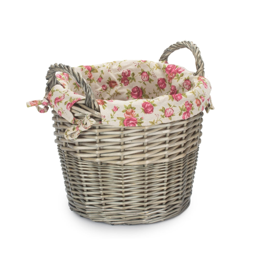 Craft Basket With Garden Rose Lining | One Size | Gray