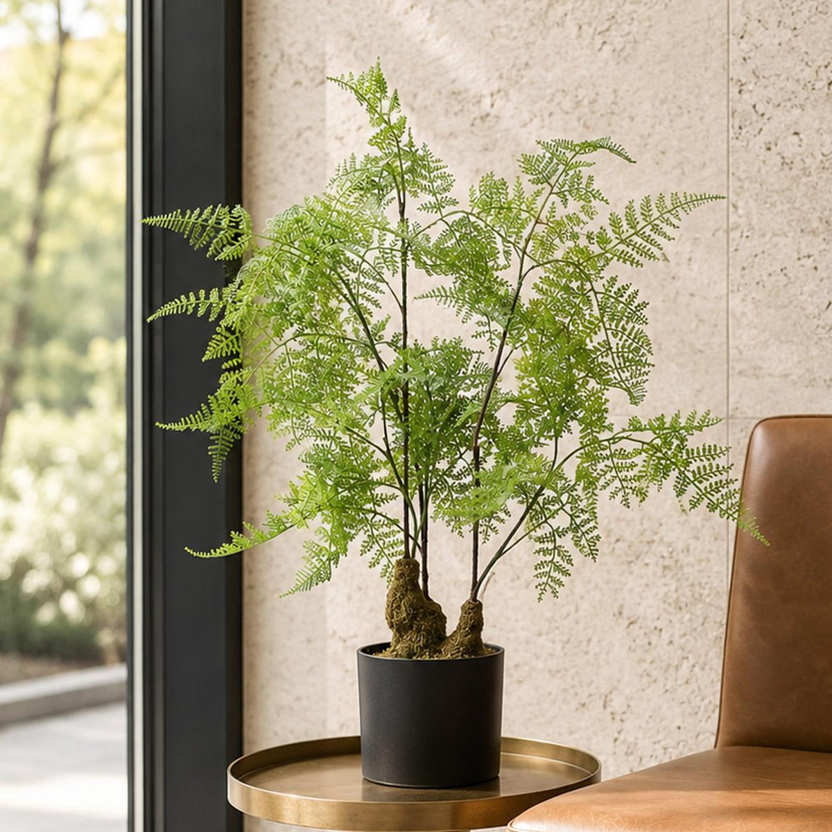 Artificial 60cm Natural Moss Base Fern Foliage Plant