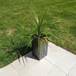 Zinc Galvanised Tall Square Planter | 25cm x 25cm x 50cm | Silver Black