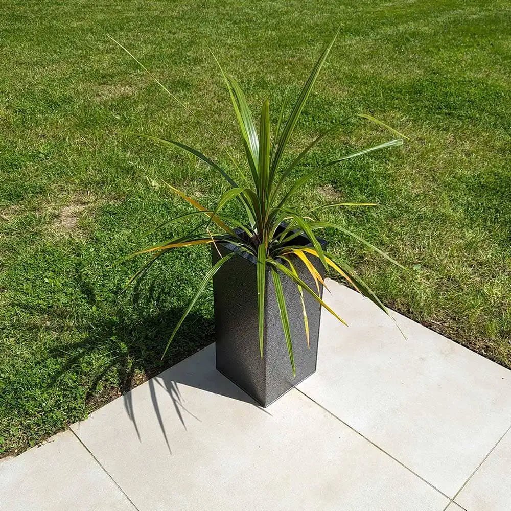 Zinc Galvanised Tall Square Planter | 25cm x 25cm x 50cm | Silver Black