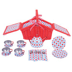 Red Wicker Basket And Tea Set, Pretend Play, Role Play Toys