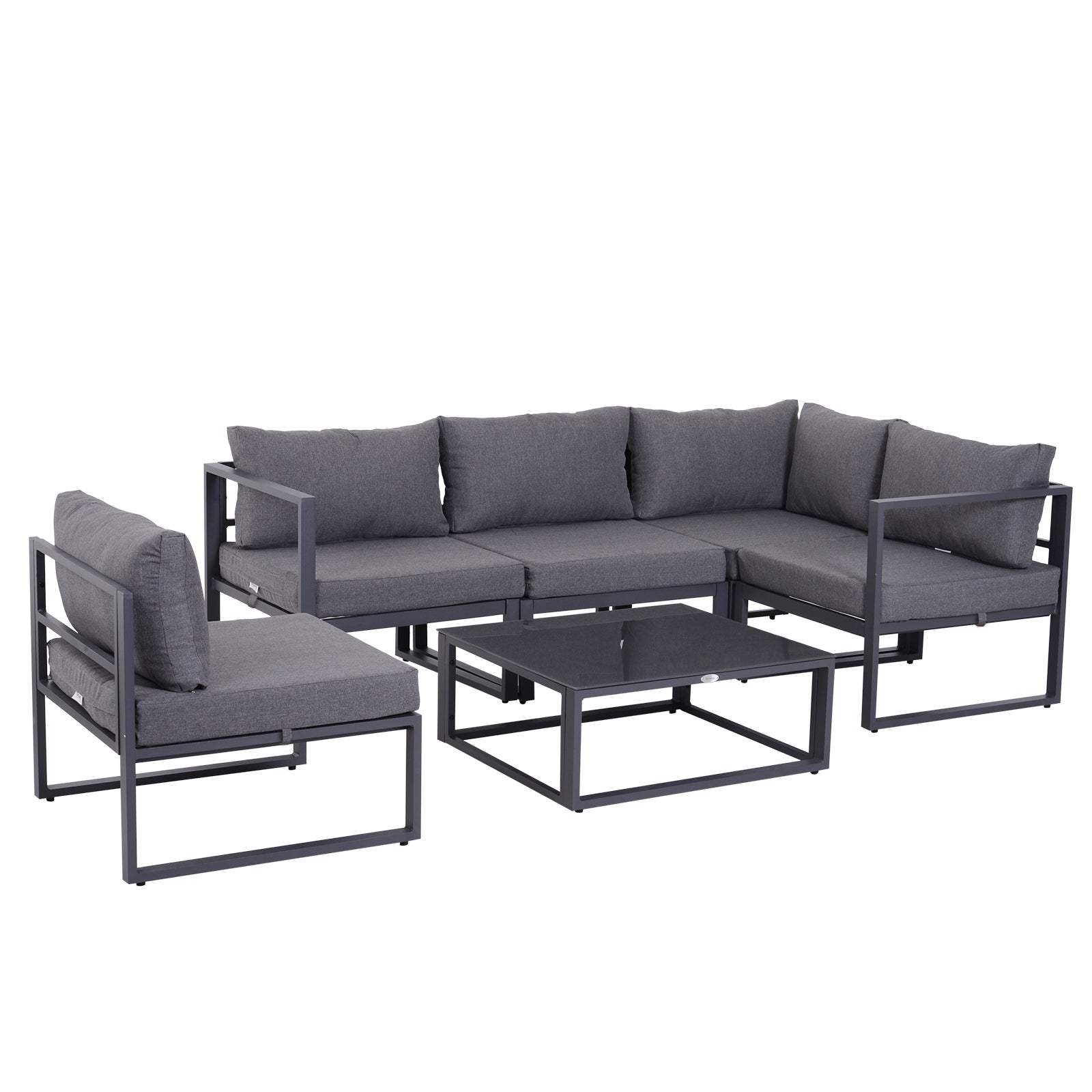6pcs Outdoor Sectional Sofa Set Conversation Aluminum Frame