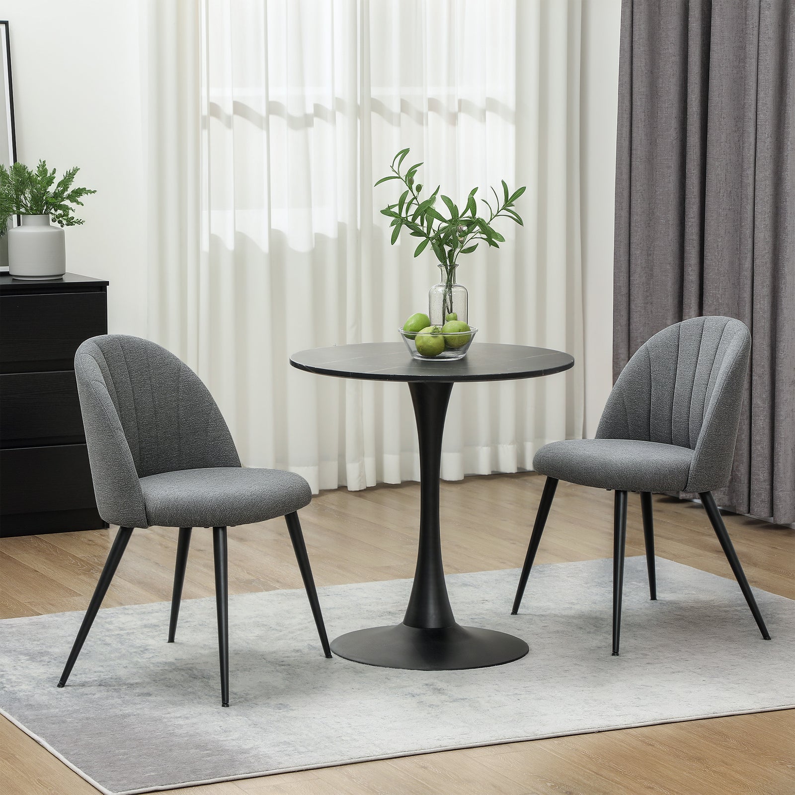 Set Of 2 Dining Chairs With Shell Backrest And Padded Seat | One Size