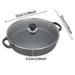 30cm/33cm/35cm Dia Pre-seasoned Round Cast Iron Braiser Pan With Lid & Double Handles | Medium