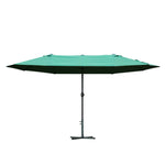 4.6m Double-sided Sun Umbrella W/ Base | Dark Green