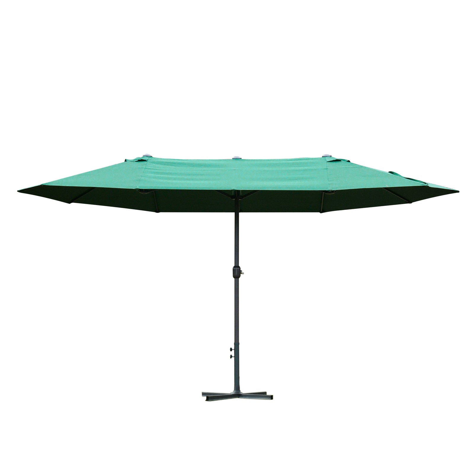 4.6m Double-sided Sun Umbrella W/ Base | Dark Green