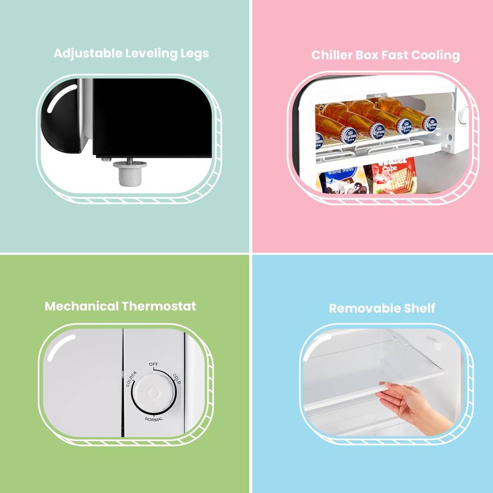 93l Retro Freestanding Fridge With Chiller Box