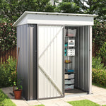 3x5ft Galvanised Metal Garden Shed Metal Storage Shed With Lockable Door