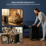 Oil-filled Electric Radiator 2500w, Adjustable Thermostat, 3 Settings | Black