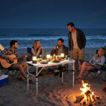 3ft Folding Camping Table, Picnic Table With Storage Layer | Cream