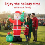 2.4m H Led Lighted Inflatable Santa Claus – Outdoor Christmas Decoration With Air Blower, Stakes & Water Bags