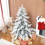 Christmas Tree With Flocked Realistic Tips, Hinged Xmas Tree | 5ft | Green