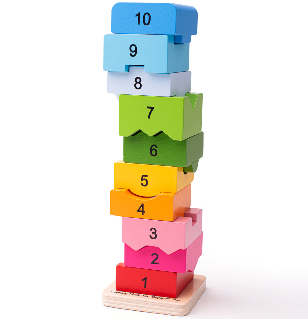 Wooden Number Tower Game, Includes 11 Play Pieces
