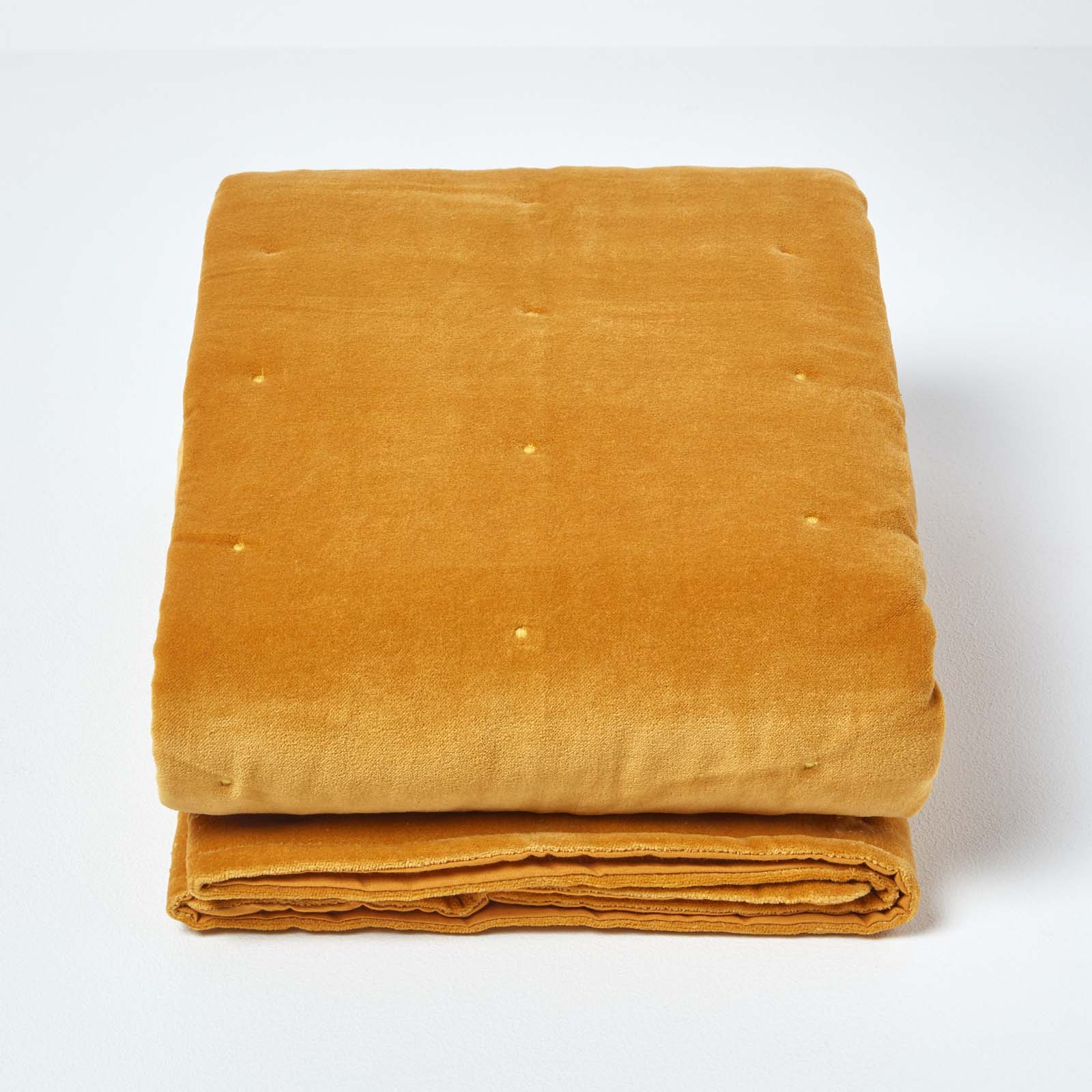 Velvet Cotton Quilted Throw | 150cm x 200cm | Mustard
