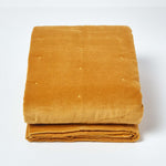 Velvet Cotton Quilted Throw | 125cm x 150cm | Mustard