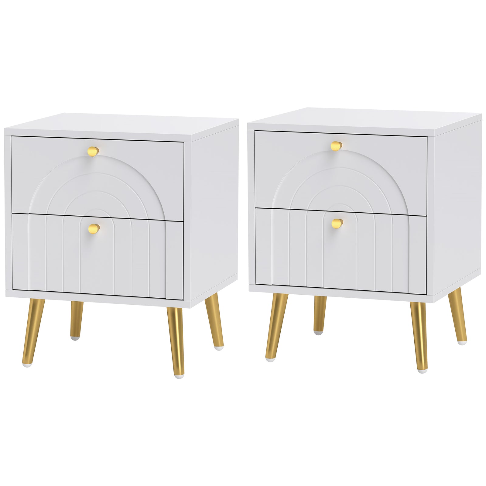HOMCOM 2-piece Bedside Tables Set With 2 Drawers For Bedroom