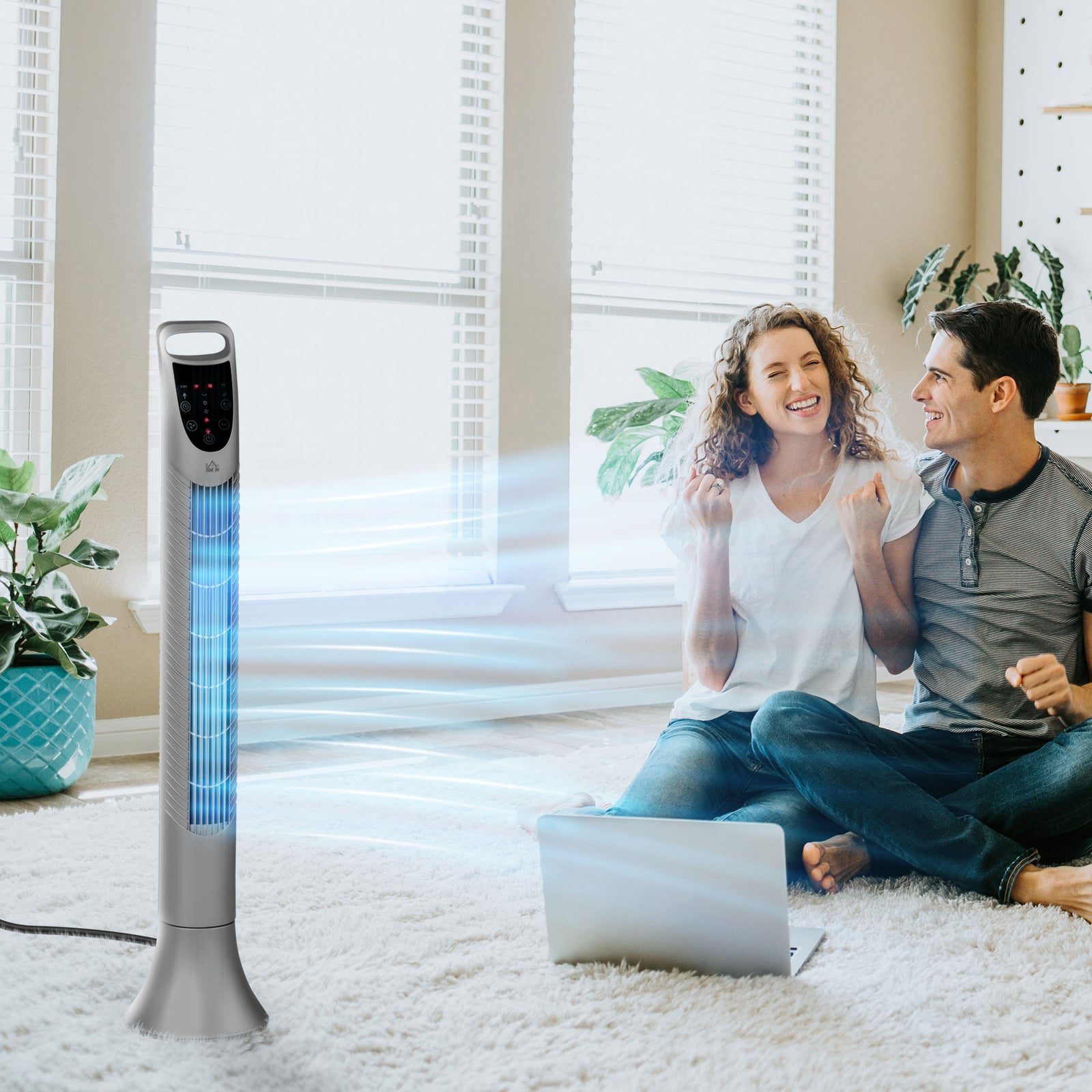 Led 36 Inch Tower Fan 70° Oscillation 3 Speed Remote | One Size | Silver