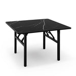 80*80*50cm Square Folding Coffee Table With Marble Effect Top | 80cm x 80cm | Black