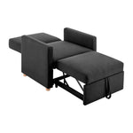 Pull Out Single Linen Armchair Bed - 1 Seater | Black
