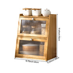 3-tier Bamboo Bread Storage Cabinet With Acrylic Flap Door, Space-saving Trapezoid Design | Natural