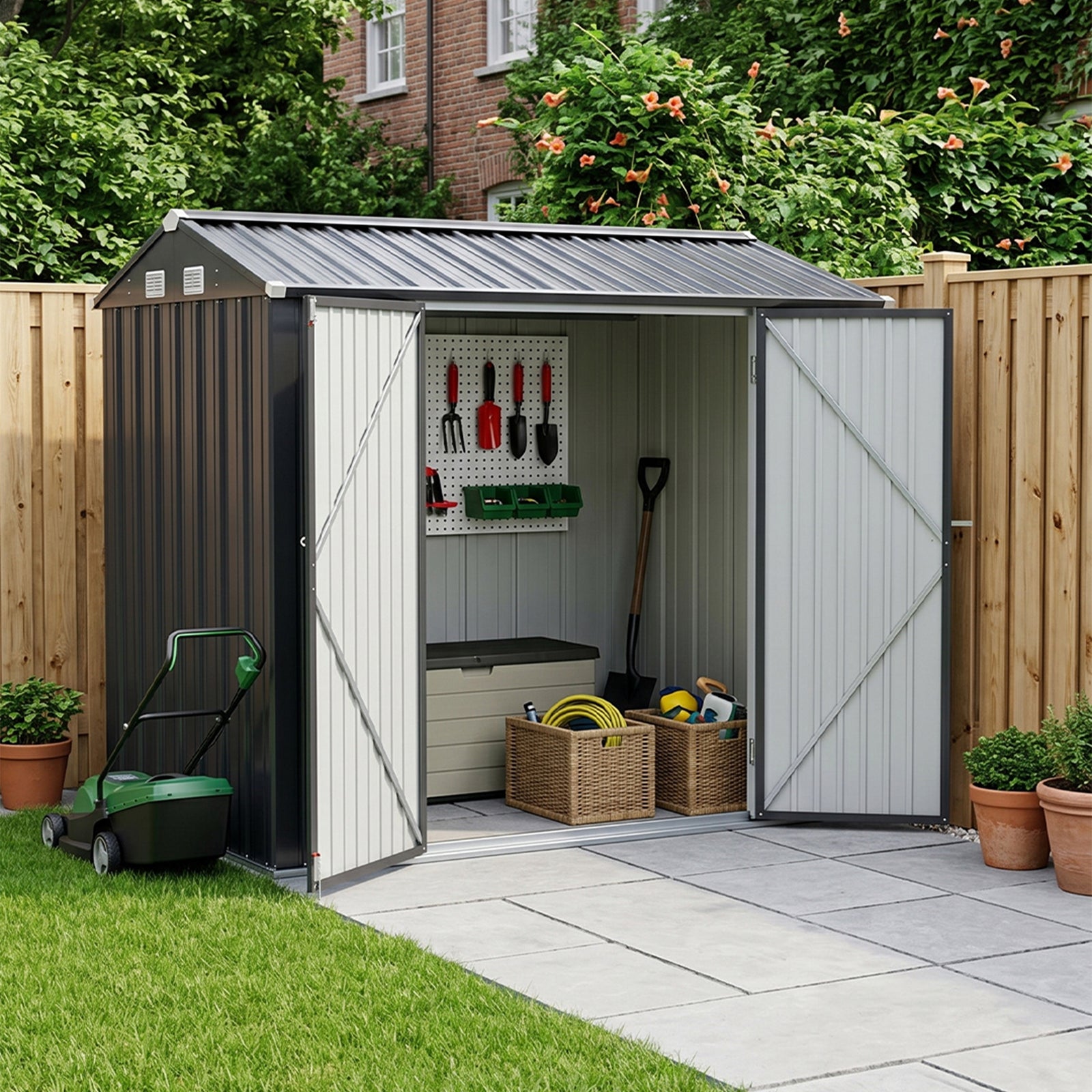 Breeins 10x7 FT Large Metal Garden Tool Storage Shed