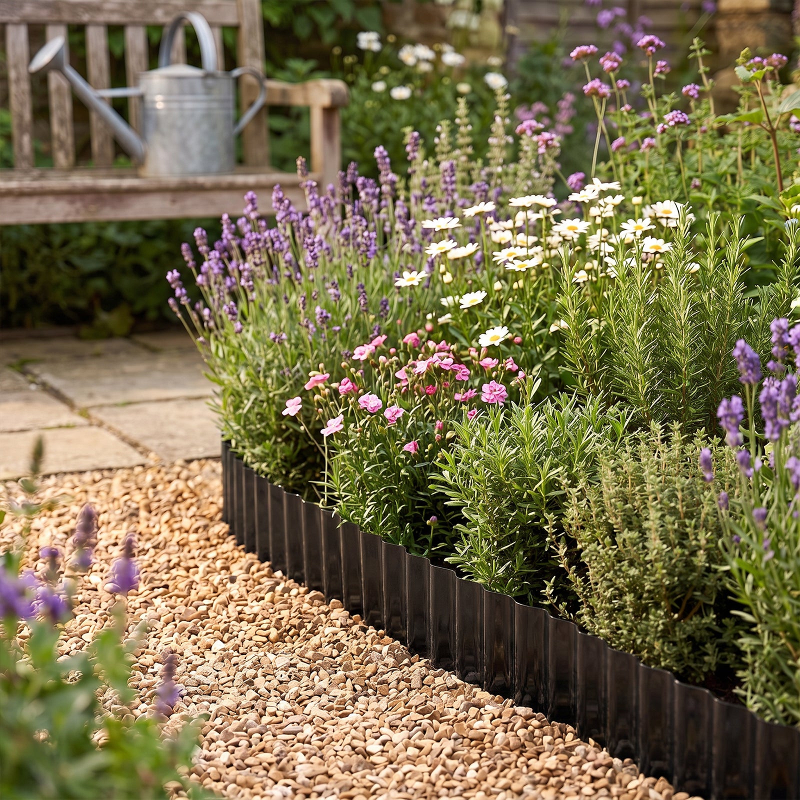 6m Corrugated Metal Garden Edging | Black