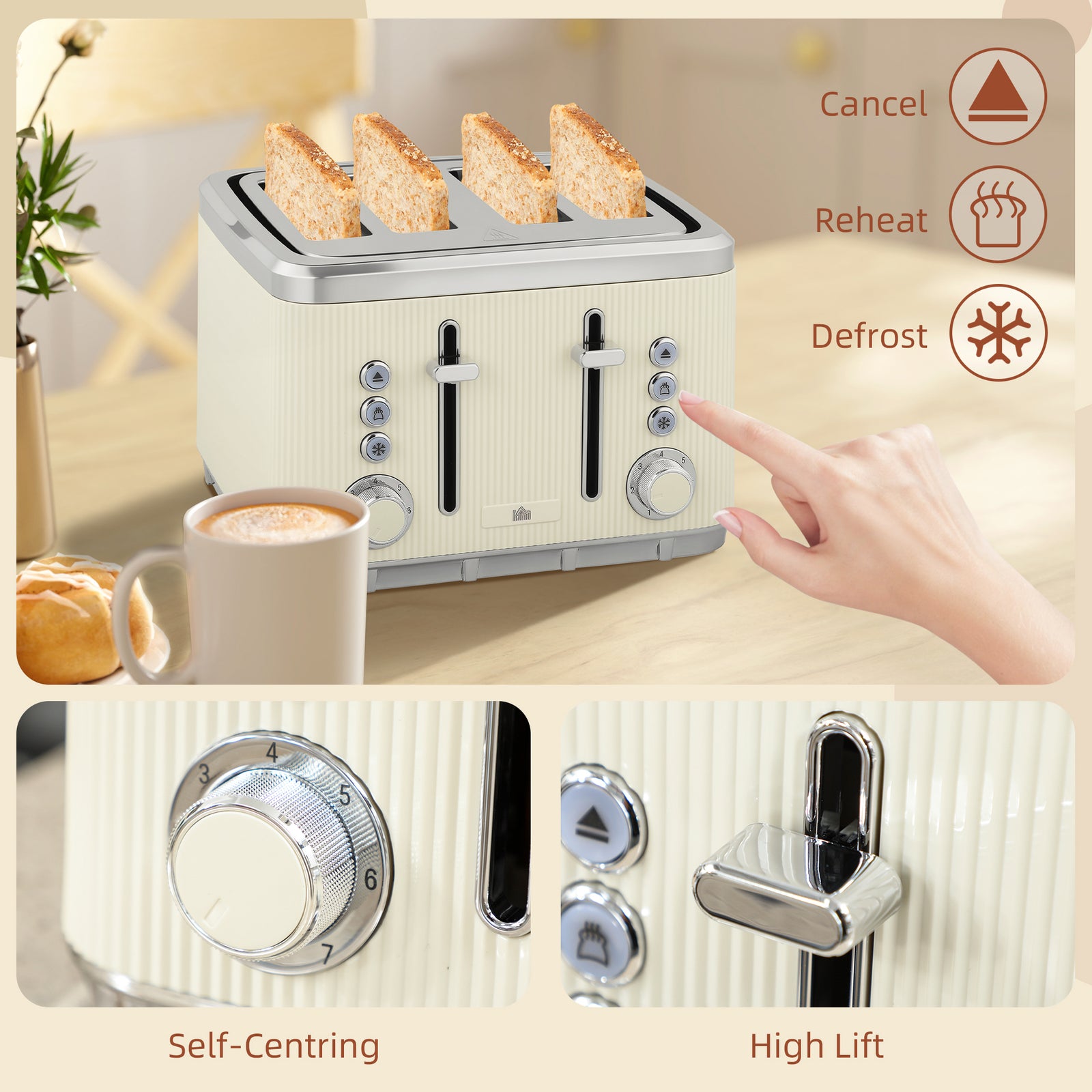 Rapid Boil Kettle & Toaster Set | Cream