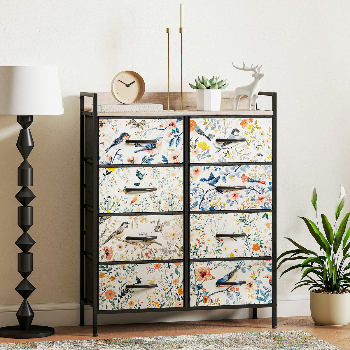 HOMCOM 8-drawer Chest Of Drawers, Fabric Dresser With Open Shelf