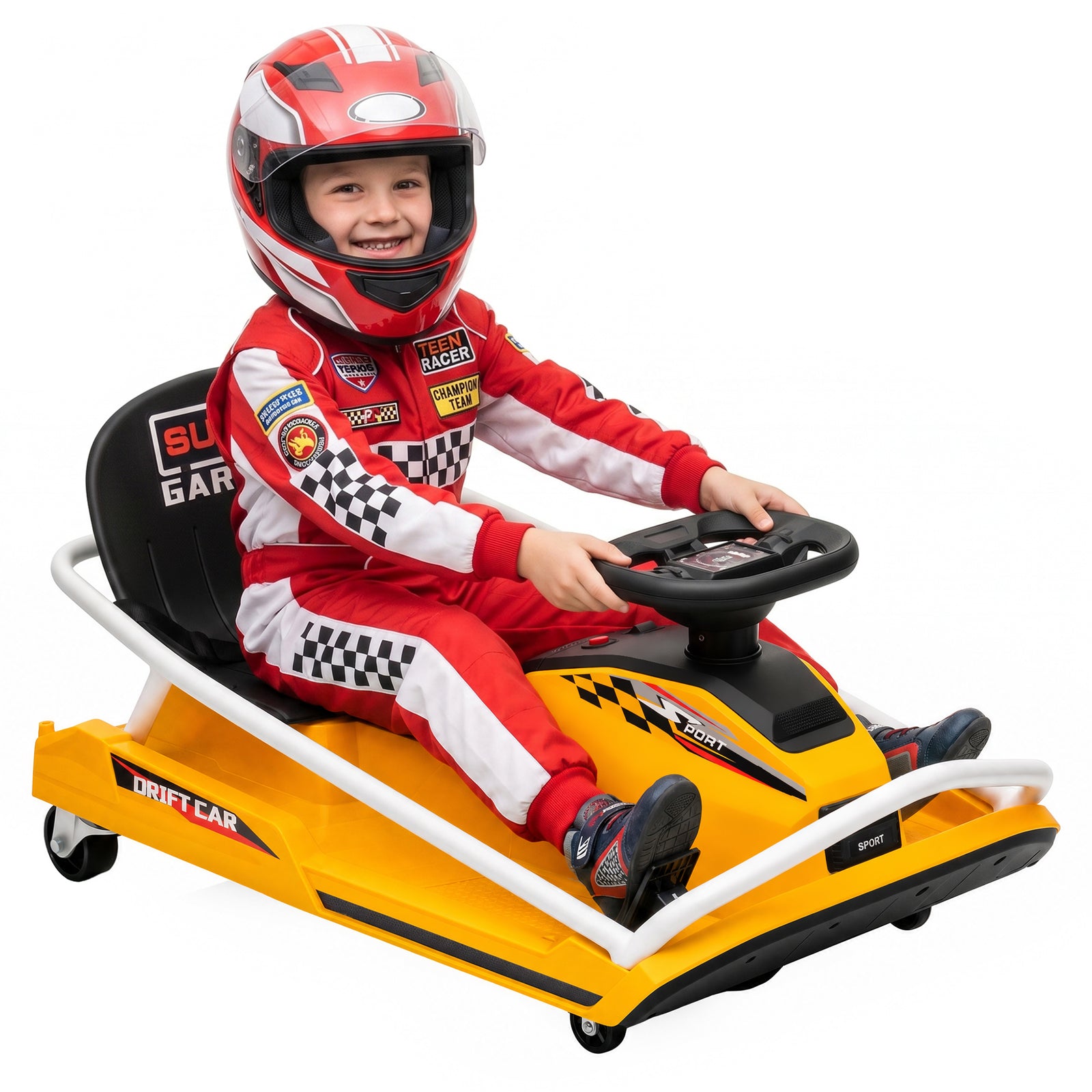 24v Electric Go Kart For Kids With Drift Mode, Soft Start | Yellow