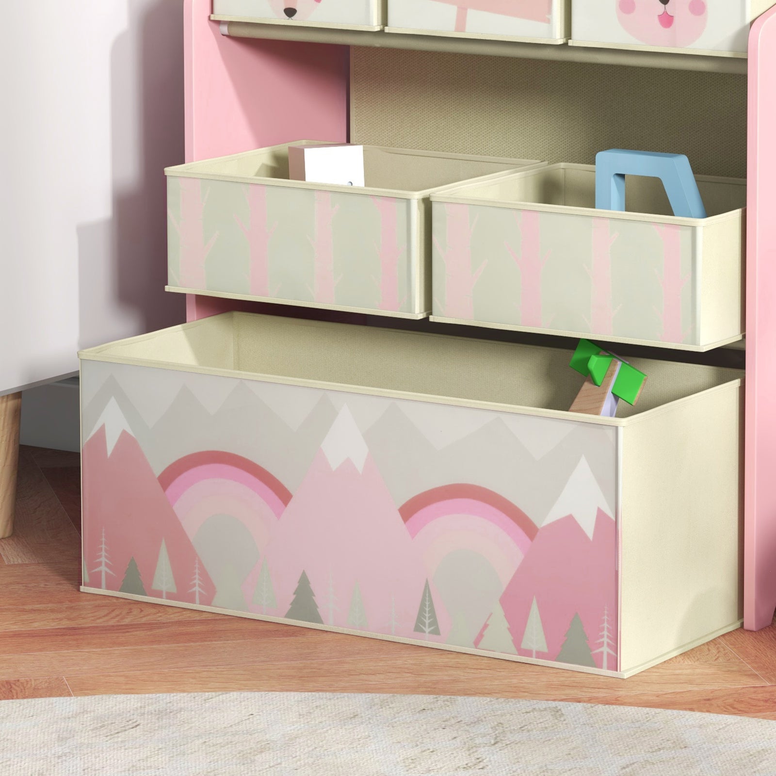 Kids Storage Units With 6 Boxes, Childrens Toy Storage Organiser | Pink